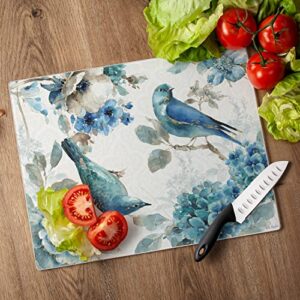 CounterArt Indi Gold Birds 3mm Heat Tolerant Tempered Glass Cutting Board 15” x 12” Manufactured in the USA Dishwasher Safe