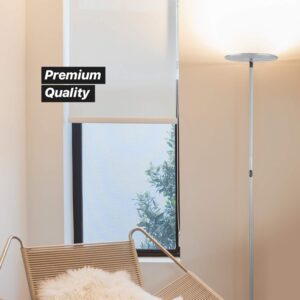 Brightech Sky Flux Dimmable LED Floor Lamp – Super Bright Floor Lamp for Living Room and Offices – Torchiere Standing Lamp with 3 Light Options, Tall Lamp for Bedroom Reading and More - Silver