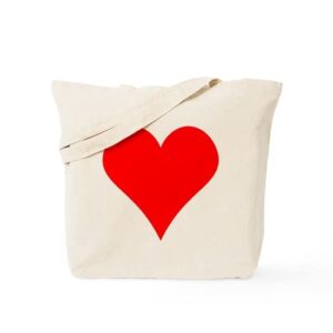 cafepress simple red heart tote bag natural canvas tote bag, reusable shopping bag