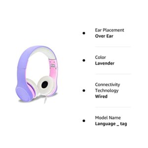 NENOS Kids Headphones Children’s Headphones for Kids Toddler Headphones Limited Volume (Lavender)