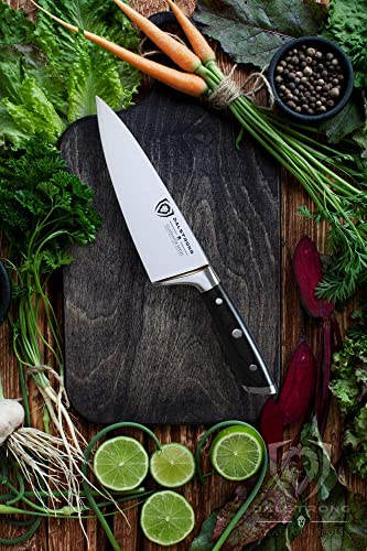Dalstrong Gladiator Elite Series Forged High Carbon German Steel Chef Kitchen Knife with Black G10 Handle, 6 Inches, Sheath Included