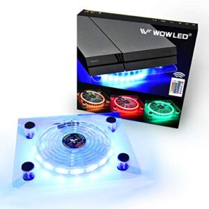 wfpower usb rgb led cooler cooling fan stand, wireless remote controller, multi-color led light accessories compatible with ps4, ps4 pro, ps4 slim, xbox one x, notebook, laptop, gaming consoles