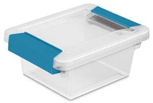 sterilite mini clip box clear base & lid aquarium blue latches