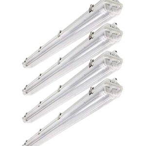 BRILLIHOOD LED Vapor Proof 4ft Light Fixture, 36 Watt, 4000lm, 6000K (Bright White), Clear Cover, IP65 Waterproof 4' Long Overhead Shop Light, Indoor/Outdoor Lighting, 4-Pack