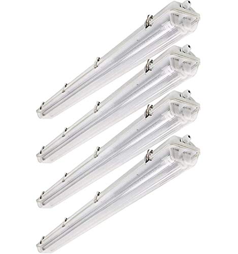 BRILLIHOOD LED Vapor Proof 4ft Light Fixture, 36 Watt, 4000lm, 6000K (Bright White), Clear Cover, IP65 Waterproof 4' Long Overhead Shop Light, Indoor/Outdoor Lighting, 4-Pack