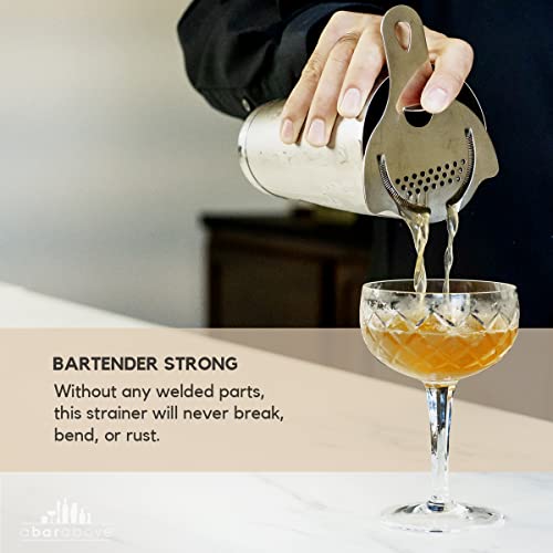 A Bar Above Hawthorne Strainer for Cocktails – Bar Strainer Cocktail w/High Density Spring – Mirrored Stainless Steel Finish Drink Strainer - Cocktail Strainer for Boston Shakers & Mixing Glasses