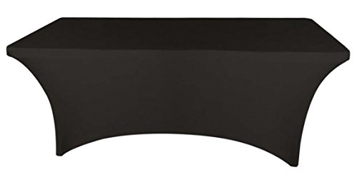 Banquet Tables Pro 8 Ft Rectangular Stretch Spandex Tablecover (Black, 1)