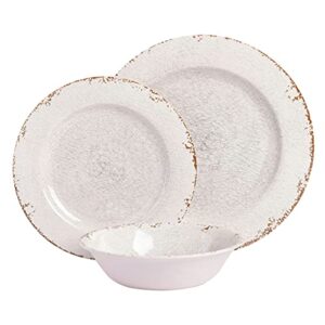 Gibson Home Mauna Melamine Dinnerware Set, Service for 4 (12pcs), Ice Rustic