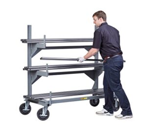 little giant cbr-3060-8phbk welded cantilever rack, mobile version, 30"w x 60"l, 61" height, 30" width, 4000 pounds load capacity, gray