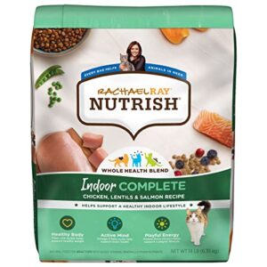 rachael ray nutrish indoor complete premium natural dry cat food, chicken with lentils & salmon recipe, 14 pounds (packaging may vary)