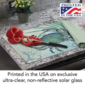 CounterArt Oceana Crab 3mm Heat Tolerant Tempered Glass Cutting Board 15” x 12” Manufactured in the USA Dishwasher Safe