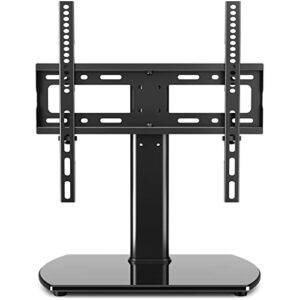 Universal Swivel Table Top TV Stand Base Replacement for 27 32 37 39 40 43 49 50 55 60 Inch LCD LED Flat Screens up to 88 lbs, Height Adjustable Pedestal TV Mount with Tempered Glass Base