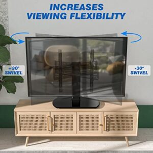 Universal Swivel Table Top TV Stand Base Replacement for 27 32 37 39 40 43 49 50 55 60 Inch LCD LED Flat Screens up to 88 lbs, Height Adjustable Pedestal TV Mount with Tempered Glass Base