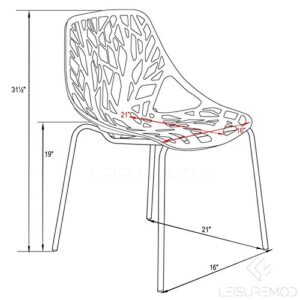 LeisureMod Modern Asbury Dining Chair with Chromed Legs (Set of 4), Orange