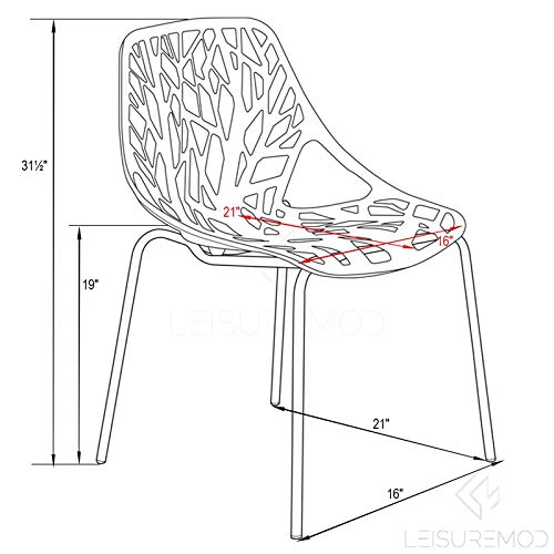 LeisureMod Modern Asbury Dining Chair with Chromed Legs (Set of 4), Orange