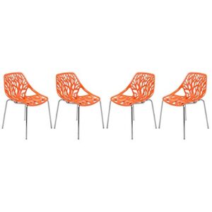 leisuremod modern asbury dining chair with chromed legs (set of 4), orange