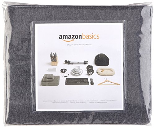 AmazonBasics - Spannbetttuch, melierter Jersey-Stoff, Dunkelgrau - 180 x 200 x 30 cm