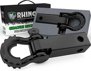 rhino usa shackle hitch receiver (fits 2" receivers) best towing accessories for trucks, jeep, toyota & more - connect your rhino tow strap for vehicle recovery, mounts to 2" receiver hitches