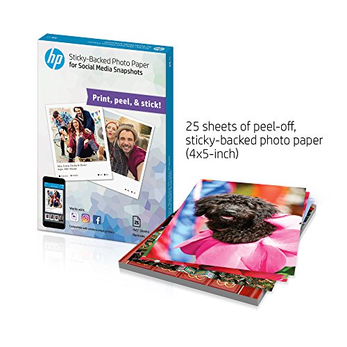 HP Photo Paper, Sticky Back Social Media Snapshots, (4x5 inch), 25 sheets, Model:1BG59A