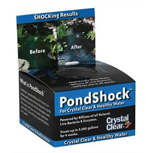 crystalclear pondshock ball, natural enzymes & live bacteria, freshwater clarifier shock treatment, muck & sludge remover for small pond & outdoor water garden ponds, koi fish & aquatic plants safe