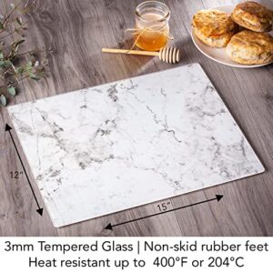 CounterArt 'White Marble Design' Glass Cutting Board, 15 x 12"