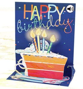 up with paper pop-up sight 'n sound greeting card - big slice of cake