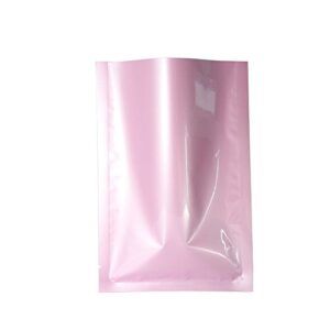 100pcs glossy light pink metallic mylar foil open top sample bags 5x8cm (1.9x3.1")