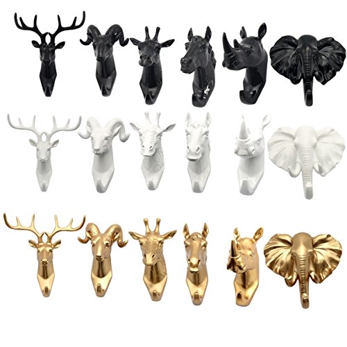 bouti1583 Single Rhino Head Wall Hanger Coat Hat Hook Animal Shaped Decorative Gift Gold