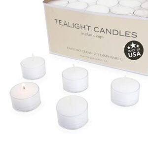 royal imports tea light candles, clear plastic cup unscented tealights, 8 hours long burn time for wedding, holiday, birthday, parties, home decor, 100 pack