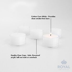 Royal Imports Tea Light Candles, Clear Plastic Cup Unscented TeaLights, 8 Hours Long Burn Time for Wedding, Holiday, Birthday, Parties, Home Decor, 100 Pack