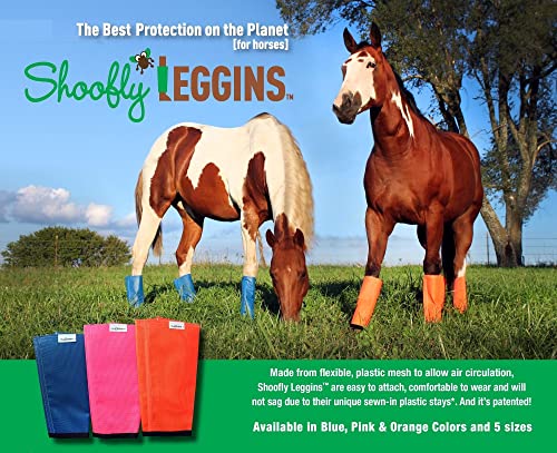 SHOOFLY Horse Leggins, Patented Loose Fitting Boots, Breathable Plastic Mesh (Blue/Large)