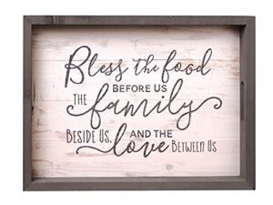 p. graham dunn bless the food family love white wash 19.75 x 14.75 inch solid pine wood farmhouse serving tray