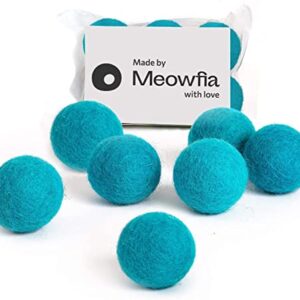 MEOWFIA Wool Ball Toys - 6-Pack of Safe for Cats and Small Dogs Balls - 1.5 Inch Felted Wool Cat Toy and Dog Toy - Perfect with Cat Cave - Silent - Mini Tennis Balls - 6-Pack