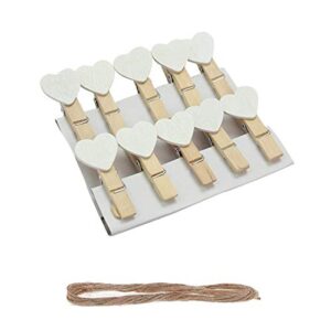 mural art 50pcs white heart mini wedding party wooden pegs clips clothespins kids crafts picture holder