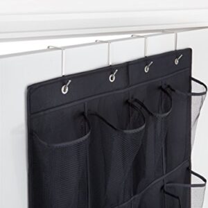 Bilpa Shoe Organizer, Over The Door Hanging Closet Rack | 24 Large Mesh Pockets Fit Up to Size 14 | Strong Metal Hooks | Sturdy Black Fabric Holder| Perfect Storage for Trainers, Boots, Sandals