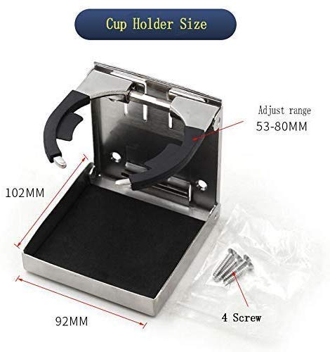 Adjustable Fold-up Cup(Mug) Drink Holders Marine Grade Stainless Steel for Marine/Boat/Yacht/Truck/RV