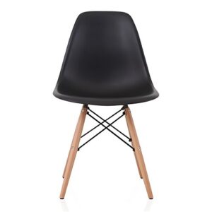 dsw slope black molded plastic dining side chair with beech wood eiffel legs