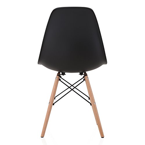 DSW Slope Black Molded Plastic Dining Side Chair with Beech Wood Eiffel Legs