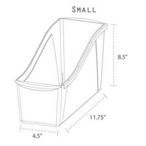 Storex Small Book Bin, 11.75 x 4.5 x 8.5 Inches, Black, Case of 12 (70123E12C)