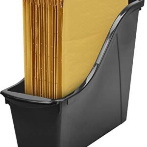 Storex Small Book Bin, 11.75 x 4.5 x 8.5 Inches, Black, Case of 12 (70123E12C)