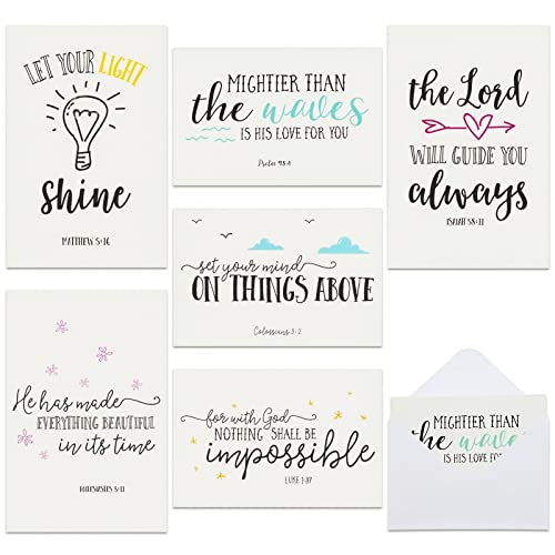 48 Pack Christian Greeting Cards with Envelopes, Inspirational Note Cards with Scripture Bible Verses for Encouragement, Motivation, Confirmation Cards Bulk (4x6 In)