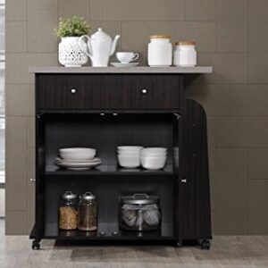 Hodedah Import Kitchen Island with Spice Rack and Towel Rack, Chocolate