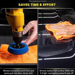 Meguiar's Quik Scratch Eraser Kit, Car Scratch Remover for Repairing Surface Blemishes, Car Care Kit with ScratchX, Drill-Mounted Pad, and Microfiber Towel, 3 Count