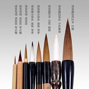 diandiandidi Chinese Brush, Writing Brush for Professional Calligraphy Kanji Japanese Sumi-e Drawing (8-Pieces Set)