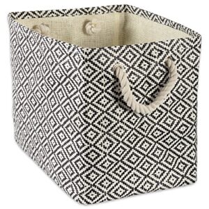 dii woven paper storage bin, geo diamond, black, small rectangle