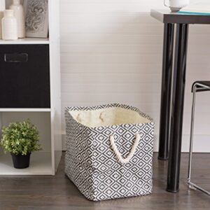 DII Woven Paper Storage Bin, Geo Diamond, Black, Small Rectangle