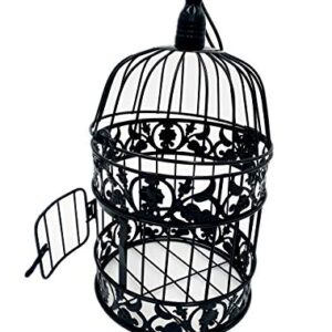 PET SHOW Round Birdcages Wedding Gift Cards Holder Metal Wall Hanging Bird Cage for Small Birds Party Indoor Ourdoor Decoration 10.6“ Black Pack of 1