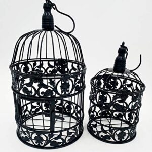 PET SHOW Round Birdcages Wedding Gift Cards Holder Metal Wall Hanging Bird Cage for Small Birds Party Indoor Ourdoor Decoration 10.6“ Black Pack of 1