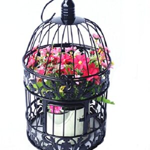 PET SHOW Round Birdcages Wedding Gift Cards Holder Metal Wall Hanging Bird Cage for Small Birds Party Indoor Ourdoor Decoration 10.6“ Black Pack of 1