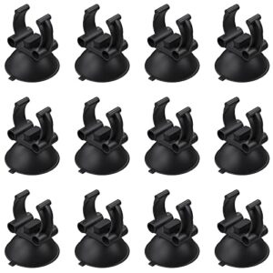 Pawfly 1.3 Inch Aquarium Heater Suction Cups Suckers with 0.95 Inch Clips Black Standard Heating Rod Holders Clamps for Fish Tanks (Not for Airline Tubing), 12 Pack